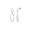 925 Sterling Silver Diamond Women's Oblong Double Oval Dangler Earrings 1/20 Ct