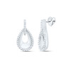 925 Sterling Silver Real Diamond Womens Concave Teardrop Dangler Earrings 1/3 Ct