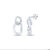 925 Sterling Silver Diamond Women's Interlock Wavy Oval Dangler Earrings 1/6 CT