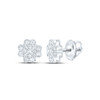 10K White Gold Real Diamond Women's 7mm Luck 4 Leaf Clover Stud Earrings 1/6 CT