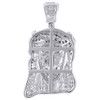 10k White Gold Diamond Pendant Tear Drop Mini Jesus Head Piece 3D Charm 0.50 Ct.