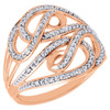 10K Rose Gold White Diamond Intertwined Swirled Cocktail Fashion Ring 0.10 Ct.