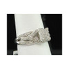 Diamond Engagement Ring 10K White Gold Round Cut Pave 1/3 Ct Square Design