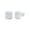 925 Sterling Silver Genuine Diamond Unisex 3D Cube Octagon Stud Earrings 3/8 CT