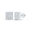 925 Sterling Silver Genuine Diamond 10mm Box Cluster Square Stud Earrings 1/2 CT