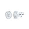10K White Gold Real Diamond Unisex 10mm Cluster Oval Halo Stud Earrings 1/3 Ct