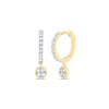 10K Yellow Gold Real Diamond Women's Cluster Round Dangler Hoop Earrings 1/6 CT