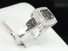 Ladies 10K White Gold .50Ct. Round Cut Black Diamond Engagement Ring Wedding Set