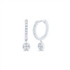 10K White Gold Real Diamond Women's Cluster Round Dangler Hoop Earrings 1/6 CT