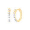 10K Yellow Gold Real Diamond Women's 2.45mm Graduated Round Hoop Earring 1/10 CT