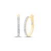 10K Yellow Gold Genuine Diamond Women's 1.5mm 1 Row Oval Hoop Earrings 1/10 CT