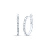 10K White Gold Genuine Diamond Women's 1.5mm 1 Row Oval Hoop Earrings 1/10 CT
