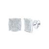 925 Sterling Silver Real Diamond 11mm Concave Square Cushion Stud Earring 1/2 CT