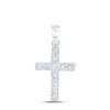 925 Sterling Silver Genuine Diamond Unisex Classic 1 Row Cross Pendant 1/20 CT