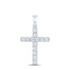 925 Sterling Silver Genuine Diamond Unisex Classic 1 Row Cross Pendant 1/5 CT