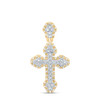 925 Silver Gold Plated Genuine Diamond Unisex Tiered Budded Cross Pendant 1/4 CT