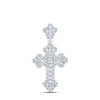 925 Sterling Silver Genuine Diamond Unisex Tiered Budded Cross Pendant 1/3 CT