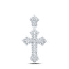 925 Sterling Silver Genuine Diamond Unisex Halo Pointed Cross Pendant 1/4 CT