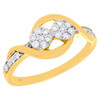 14K Yellow Gold Two Stone Cluster Diamond Infinity Flower Engagement Ring 1/3 Ct