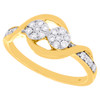 14K Yellow Gold Two Stone Cluster Diamond Infinity Flower Engagement Ring 1/3 Ct