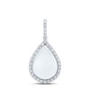 925 Sterling Silver Diamond Women's Pear | Teardrop Memory Frame Pendant 1/8 CT