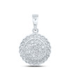 925 Sterling Silver Real Diamond Women's Scalloped Cluster Circle Pendant 1/6 CT