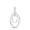 925 Sterling Silver Genuine Diamond Womens Double Wavy Open Oval Pendant 1/20 CT