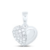 925 Sterling Silver Genuine Diamond Women's Domed Puffed Heart Pendant 1/10 CT