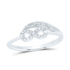 925 Sterling Silver Real Diamond Womens Bypass Leaf & Infinity Band Ring 1/20 CT