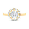 10K Yellow Gold Genuine Diamond Cluster Double Round Halo Right Hand Ring 1/4 CT