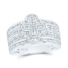 925 Sterling Silver Real Diamond Cluster 3D 4 Leaf Clover Cocktail Ring 1/2 CT