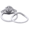 10K White Gold Round Diamond Flower Cluster Halo Engagement Ring + Wedding Band Bridal Set 1.17 Cttw