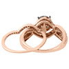 14K Rose Gold Brown Diamond Bridal Set Bypass Engagement Ring Wedding Band 1 Ct.