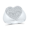 925 Sterling Silver Genuine Diamond Women's Cluster Heart Cocktail Ring 1/3 CT