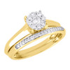 Diamond Wedding Bridal Set 10K Yellow Gold Flower Engagement Ring 0.34 Ct.