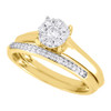 Diamond Wedding Bridal Set 10K Yellow Gold Flower Engagement Ring 0.34 Ct.