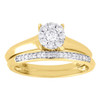 Diamond Wedding Bridal Set 10K Yellow Gold Flower Engagement Ring 0.34 Ct.
