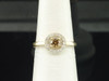 Brown Solitaire Diamond Halo Engagement Ring 10K Yellow Gold Round Cut 1/2 Ct