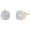 10K Yellow Gold Natural Diamond 7mm Hip-Hop Starburst Round Stud Earrings 1/2 CT