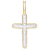 10K Yellow Gold Natural Baguette Diamond Men's Round Dome Cross Pendant 1.80 CT
