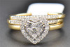 Heart Shaped 3 Piece Diamond Bridal Set 14K Yellow Gold Engagement Ring 1/2 CT