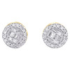 10K Yellow Gold Real Baguette Diamond Circle Halo Geometric Stud Earrings 1/4 CT