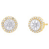 10K Yellow Gold Natural Baguette Diamond Halo Cluster Flower Stud Earring 1/3 CT