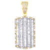 10K Yellow Gold Baguette Diamond 1.5" Cluster Iced Out Dog Tag Pendant 1.55 CT