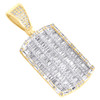 10K Yellow Gold Baguette Diamond 1.5" Cluster Iced Out Dog Tag Pendant 1.55 CT