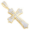 10K Yellow Gold Natural Baguette Diamond 3D Trefoil Fleur Cross Pendant 0.82 CT