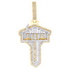 10K Yellow Gold Real Baguette Diamond 2" Cluster Trap House Key Pendant 1.28 CT