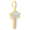 10K Yellow Gold Real Baguette Diamond 2" Cluster Trap House Key Pendant 1.28 CT