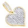 10K Yellow Gold Real Baguette Diamond Lattice / Weave Halo Heart Pendant 1.10 CT