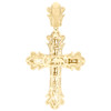 10K Yellow Gold Baguette Diamond 2" Cluster Trefoil Fleur Cross Pendant 1.90 CT